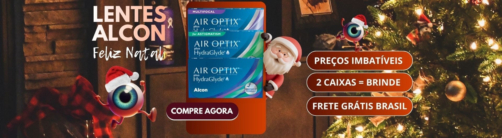 Lentes de contato Air Optix Hydraglyde para o Natal